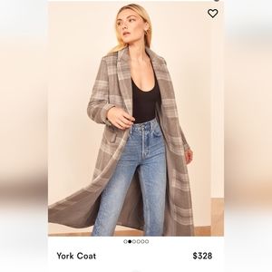 Reformation York brown plaid coat xs